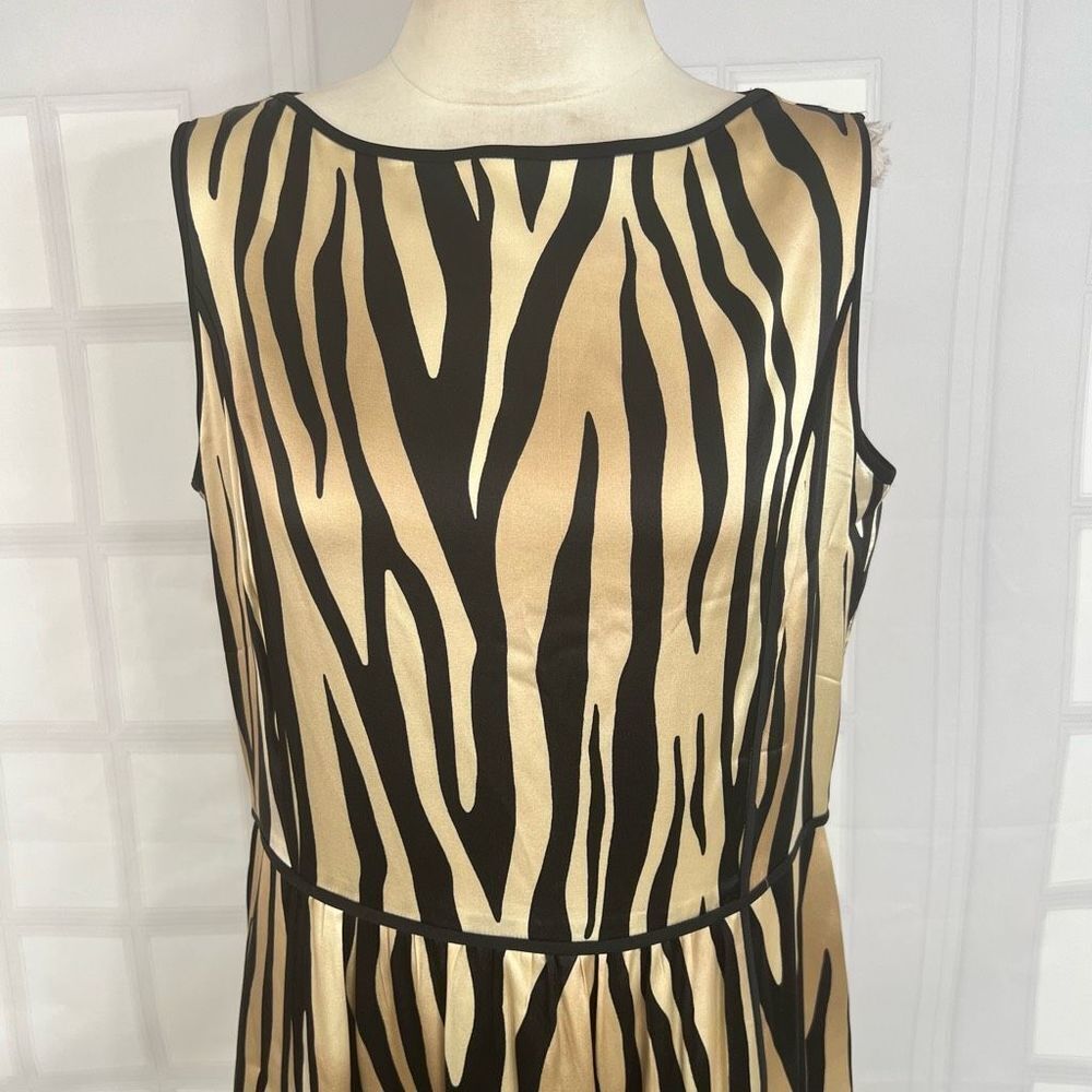 St John silk tiger print sleeveless a-line dress size 12 - Picture 5 of 14